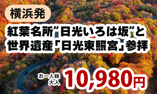 横浜発 紅葉名所”日光いろは坂”と世界遺産「日光東照宮」参拝