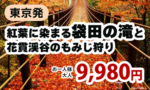 紅葉に染まる袋田の滝と花貫渓谷のもみじ狩り