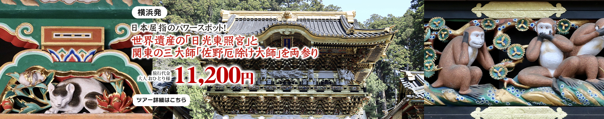 横浜発　日本屈指のパワースポット！世界遺産の「日光東照宮」と関東の三大師「佐野厄除け大師」を両参り