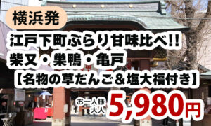 横浜発　江戸下町ぶらり甘味比べ!!柴又・巣鴨・亀戸【名物の草だんご＆塩大福付き】