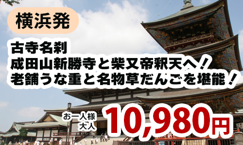 横浜発　古寺名刹・成田山新勝寺と柴又帝釈天へ！老舗うな重と名物草だんごを堪能！