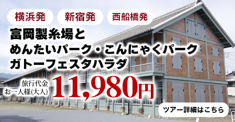 世界遺産「富岡製糸場」と群馬の大人気3工場見学～めんたいパーク・こんにゃくパーク・ガトーフェスタハラダ～