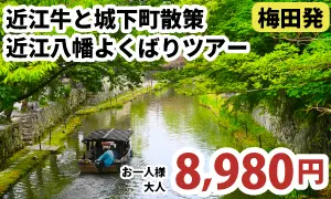 梅田発　近江牛と城下町散策　四季を感じる水郷の町近江八幡よくばりツアー C105-U
