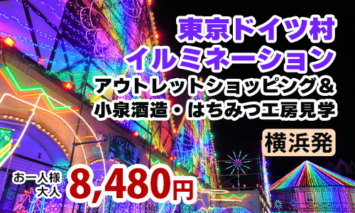 東京ドイツ村イルミネーション　アウトレットショッピング＆小泉酒造・はちみつ工房見学